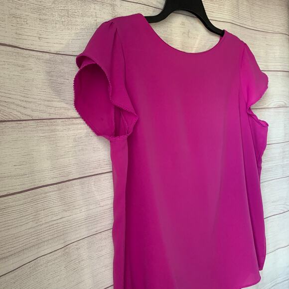 Lands' End Fushia Pink Tulip Sleeve Blouse Size 14 - Picture 13 of 15